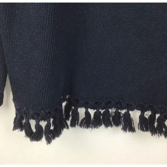 J.McLaughlin Navy Fringe Tassel Sweater Women's Size Medium Excellent Like New - Picture 8 of 9